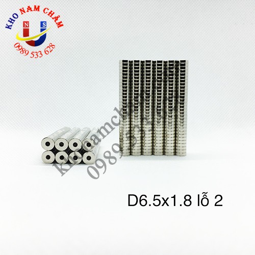 Nam châm viên D6.5x1.8 lỗ côn 2