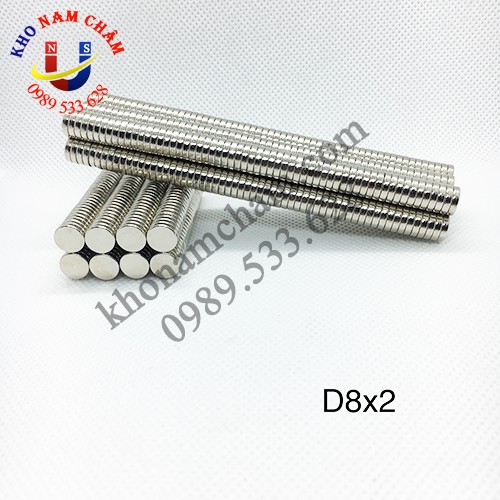 Nam châm viên D8x2 mm